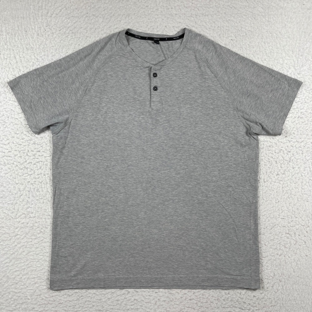 Public Rec Henley Shirtโ Mens XXL Gray Short Sleeve Pima Cotton Stretch Raglan